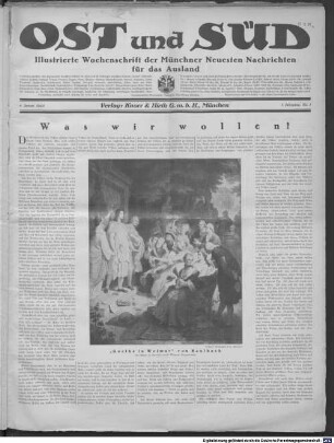 Ost und Süd : illustrierte Wochenschrift der Münchner neuesten Nachrichten für das Ausland. 1923, 1923 = Jg. 1