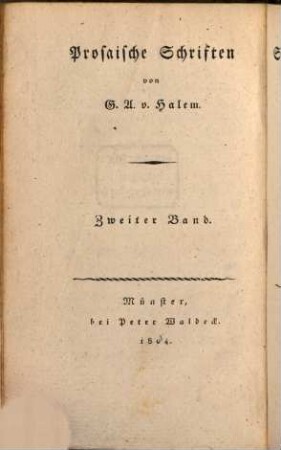 Schriften, 2. Prosaische Aufsätze