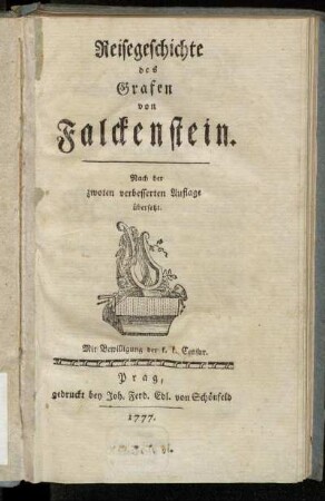 Reisegeschichte des Grafen von Falckenstein : Nach der zwoten verbesserten Auflage übersetzt