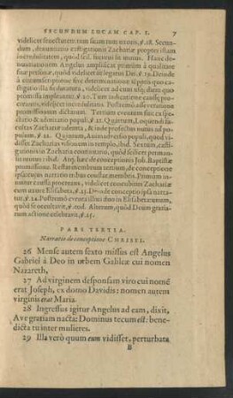 Pars Tertia. Narratio de conceptione Christi.