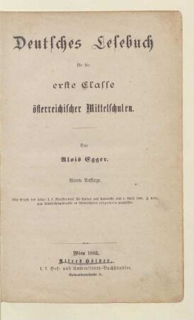 Deutsches Lesebuch für die erste Classe österreichischer Mittelschulen
