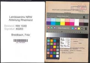 Entnazifizierung Fritz Breidbach , geb. 30.11.1903 (Uhrmacher)