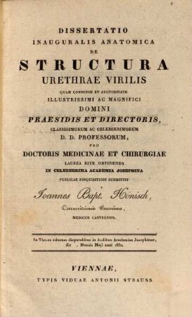 Diss. inaug. anat. de structura urethrae virilis