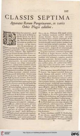 Classis septima: Apparatus rerum Peregrinarum, ex variis orbis plagis collectus