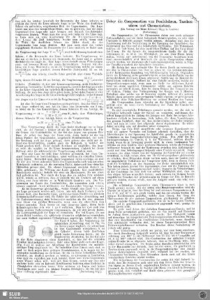 Ueber die Compensation von Pendeluhren, Taschenuhren und Chronometern (Fortsetzung)