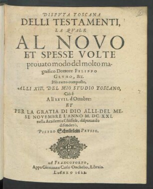 Disputa Toscana Delli Testamenti