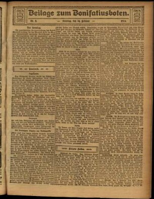 Zweite Ausgabe vom Sonntag, den 24. Februar 1924.