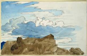 Wolkenstudie über Felskuppe im Gebirge