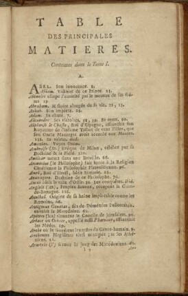 Table Des Principales Matieres.
