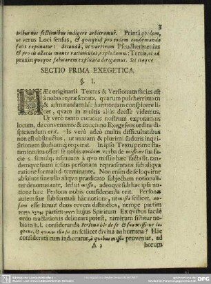 Sectio Prima Exegetica