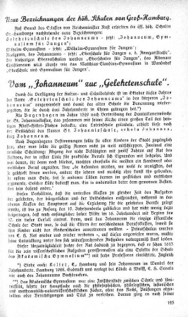 Vom "Johanneum" zur "Gelehrtenschule".