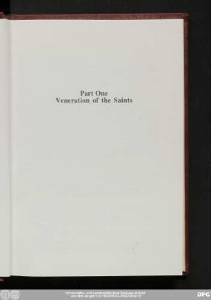 Part One Veneration of the Saints