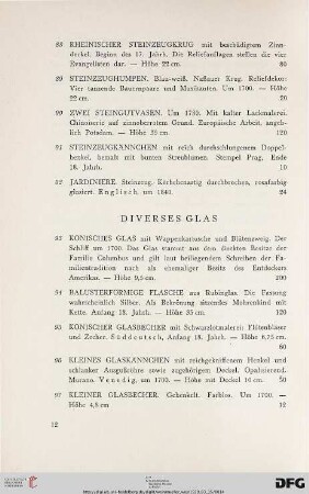 Diverses Glas (Nr. 93-121)