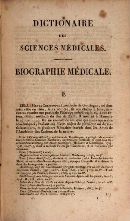Dictionaire Des Sciences Médicales - Biographie Médicale. 4, E - G