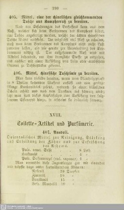 XVIII. Toilette-Artikel und Parfümerie