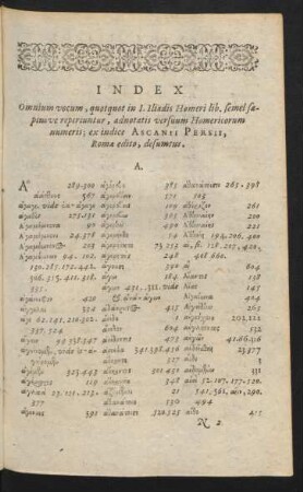 Index Omnium vocum, quotquot in I. Iliadis Homeri lib. semel saepiusve reperiuntur ...