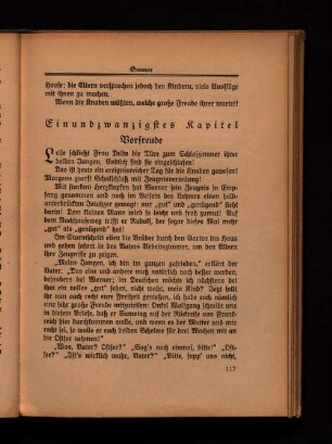 Einundzwanzigstes Kapitel Vorfreude