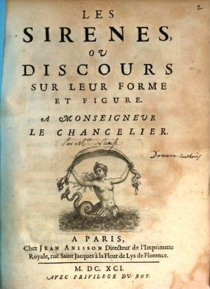 Les Sirenes : ou discours sur leur forme et figure