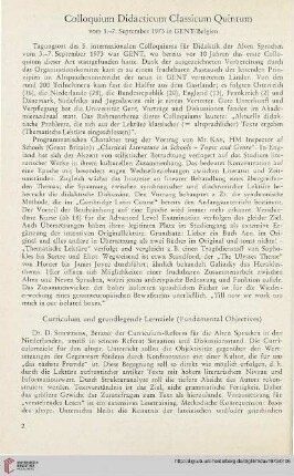 16: Colloquium Didactisum Classicum Quintum : vom 3.-7. September 1973 in Gent/Belgien