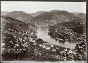 Blick von Westen ins Elbtal auf Salesel (Dolní Zálezly/Tschechische Republik) und Sebuzín