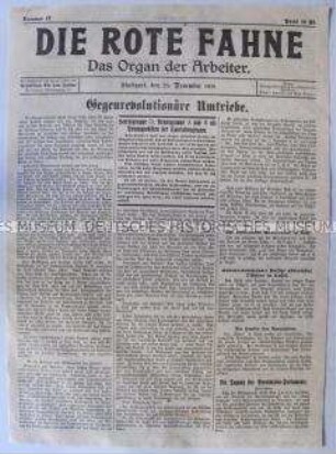 Mitteilungsblatt "Die rote Fahne" (erste Ausgabe als "Organ der Arbeiter" im veränderten Layout))