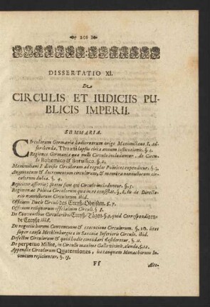 Dissertatio XI. De circulis et iudiciis publicis imperii