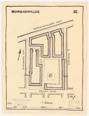 Bebauungsplan der Kleinsiedlung Borsig, Berlin-Tegel Teilbebauungsplan Borsigwalde: Grund- und Lageplan 1:2000, Variante III