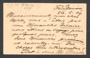 Postkarte an Paul Miche : 26.05.1909