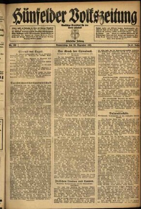 Ausgabe vom Donnerstag, den 29. Dezember 1921.