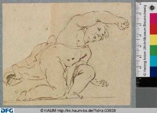 Kniender Putto nach rechts gelehnt