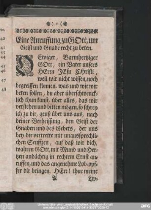 Eine Anruffung zu Gott, um Geist und Gnade recht zu beten.
