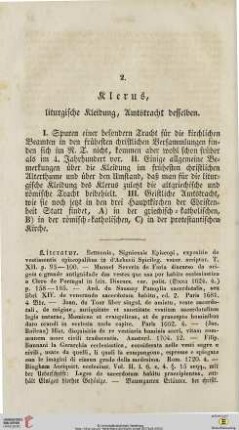 2. Klerus, liturgische Kleidung, Amtstracht desselben