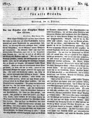 No. 14, Mittwoch, den 18. Februar 1807
