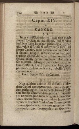 Caput XIV. de Cancro.