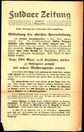 Ausgabe vom Dienstag, den 03. November 1914.