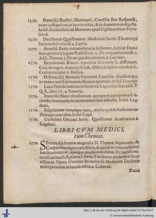 Libri Cvm Medici, tum Chemici.