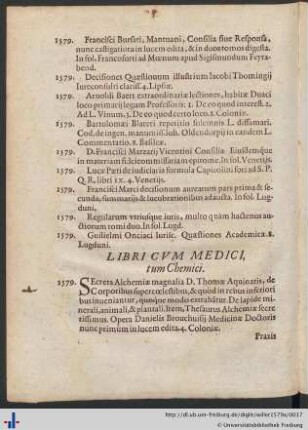 Libri Cvm Medici, tum Chemici.