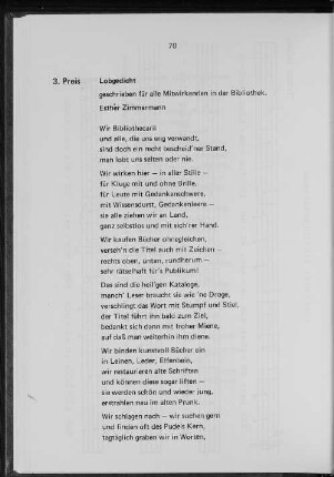 3. Preis. Lobgedicht