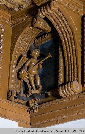 Putti als Allegorien der vier Elemente : Putto mit Fanfare und Stern