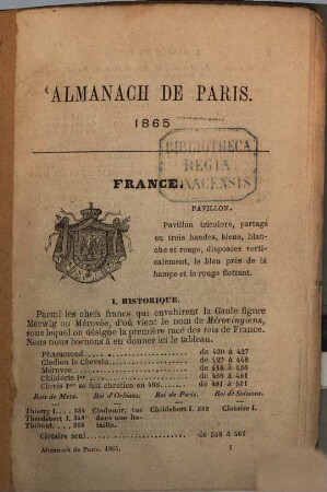Almanach de Paris : annuaire général de diplomatie, de politique, d'histoire et de statistique pour tous les Ètats du globe. 1865