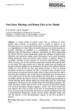 Non-linear rheology and return flow in the mantle