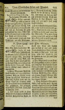 IV. Vom Hauß- und Ehe-Stande. - X. Klag- und Trost-Lieder in Pest-Zeiten.