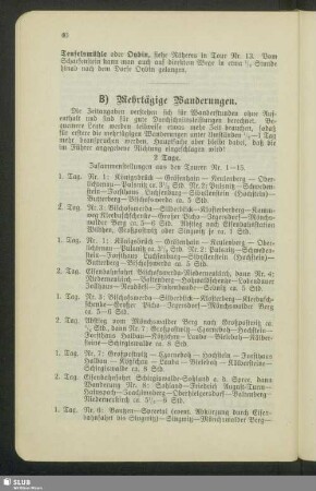 B) Mehrtägige Wanderungen