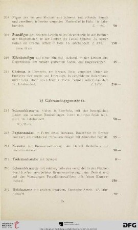 b) Gebrauchsgegenstände (Nr. 212-222)