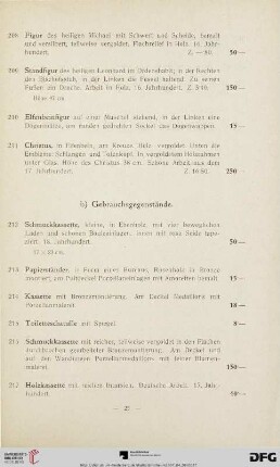 b) Gebrauchsgegenstände (Nr. 212-222)