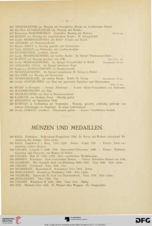 Münzen und Medaillen (Nr. 590-620)