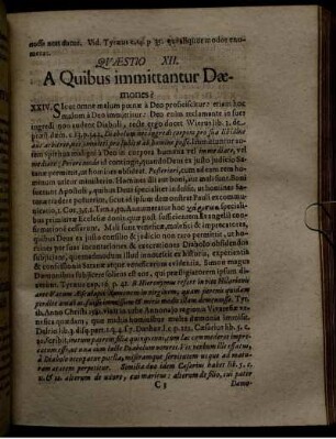 Quaestio XII. A Quibus immittantur Daemones?