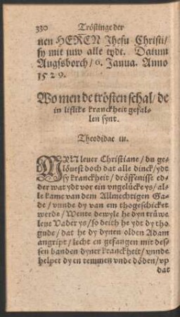 Wo men de trösten schal/ de in liflike kranckheit gefallen synt.