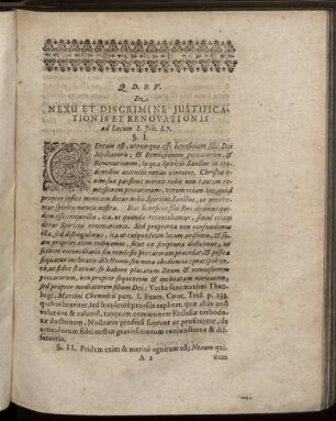 Nexu Et Discrimine Justification Is Et Renovationis ad Locum I. Johh. I.7.