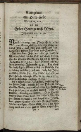 Evangelium am Oster-Feste und am ersten Sontage nach Ostern.